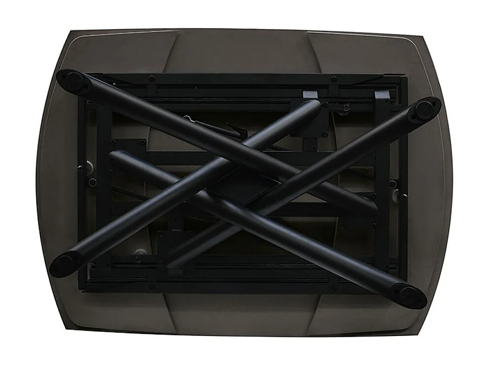 Table en céramique noire, piètement en métal noir, extensible 120x88-180x88 - BONIFACIO