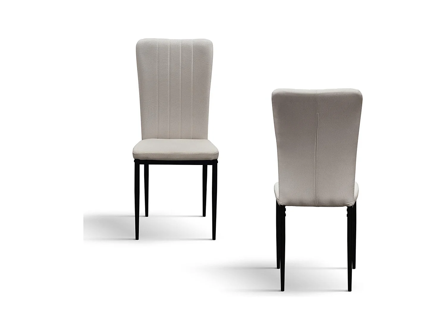 Ensemble de 6 chaises en tissu beige et pieds en métal noir - AMSTERDAM