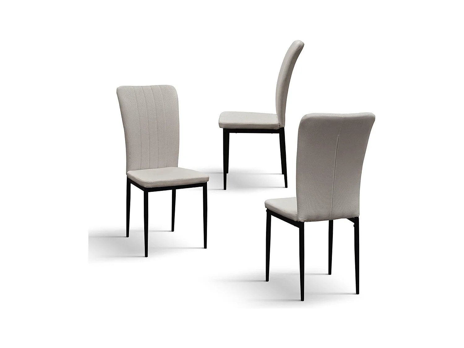 Ensemble de 6 chaises en tissu beige et pieds en métal noir - AMSTERDAM