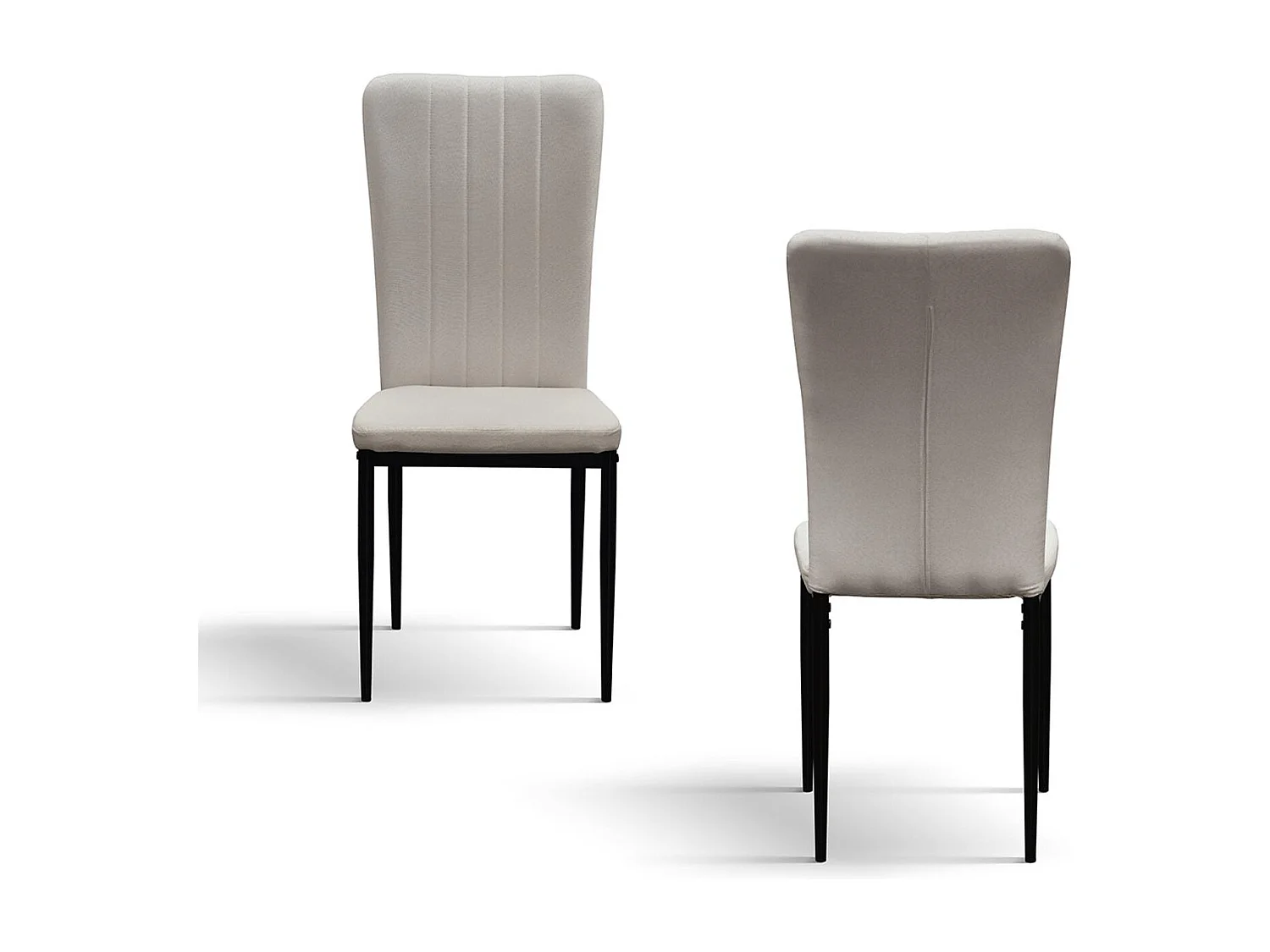 Ensemble de 6 chaises en tissu beige et pieds en métal noir - AMSTERDAM