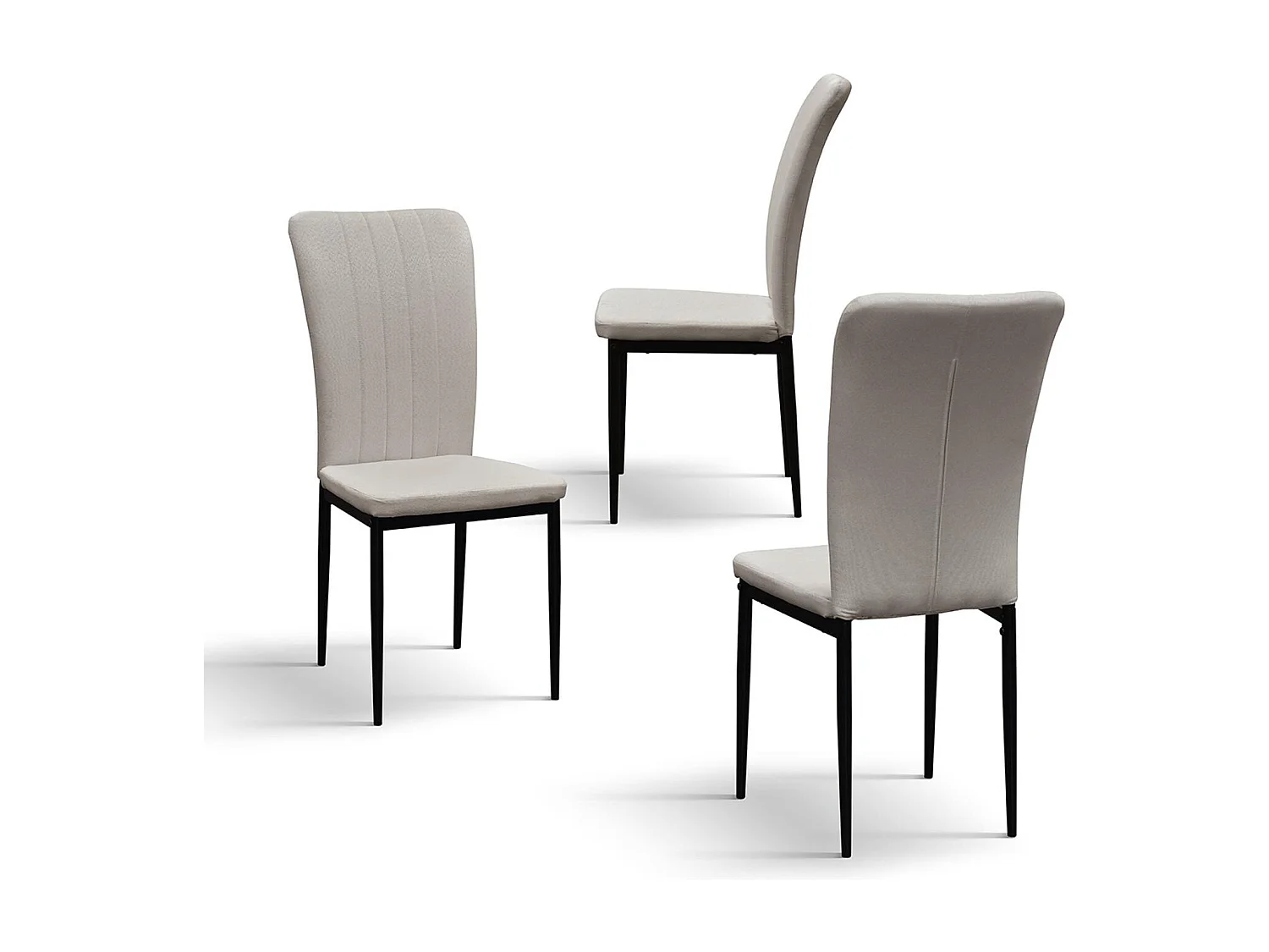 Ensemble de 6 chaises en tissu beige et pieds en métal noir - AMSTERDAM