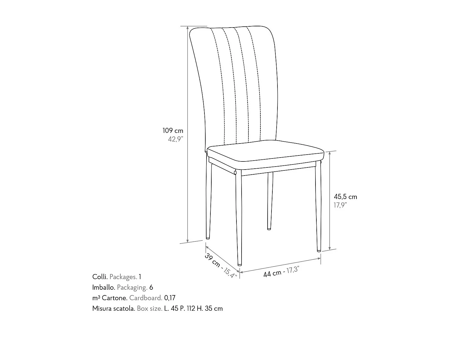 Ensemble de 6 chaises en tissu beige et pieds en métal noir - AMSTERDAM