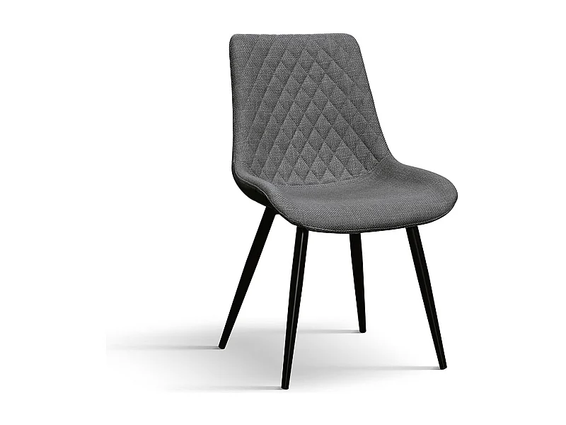 Set van 4 grijze stoffen stoelen en zwart metalen poten - VIENNA