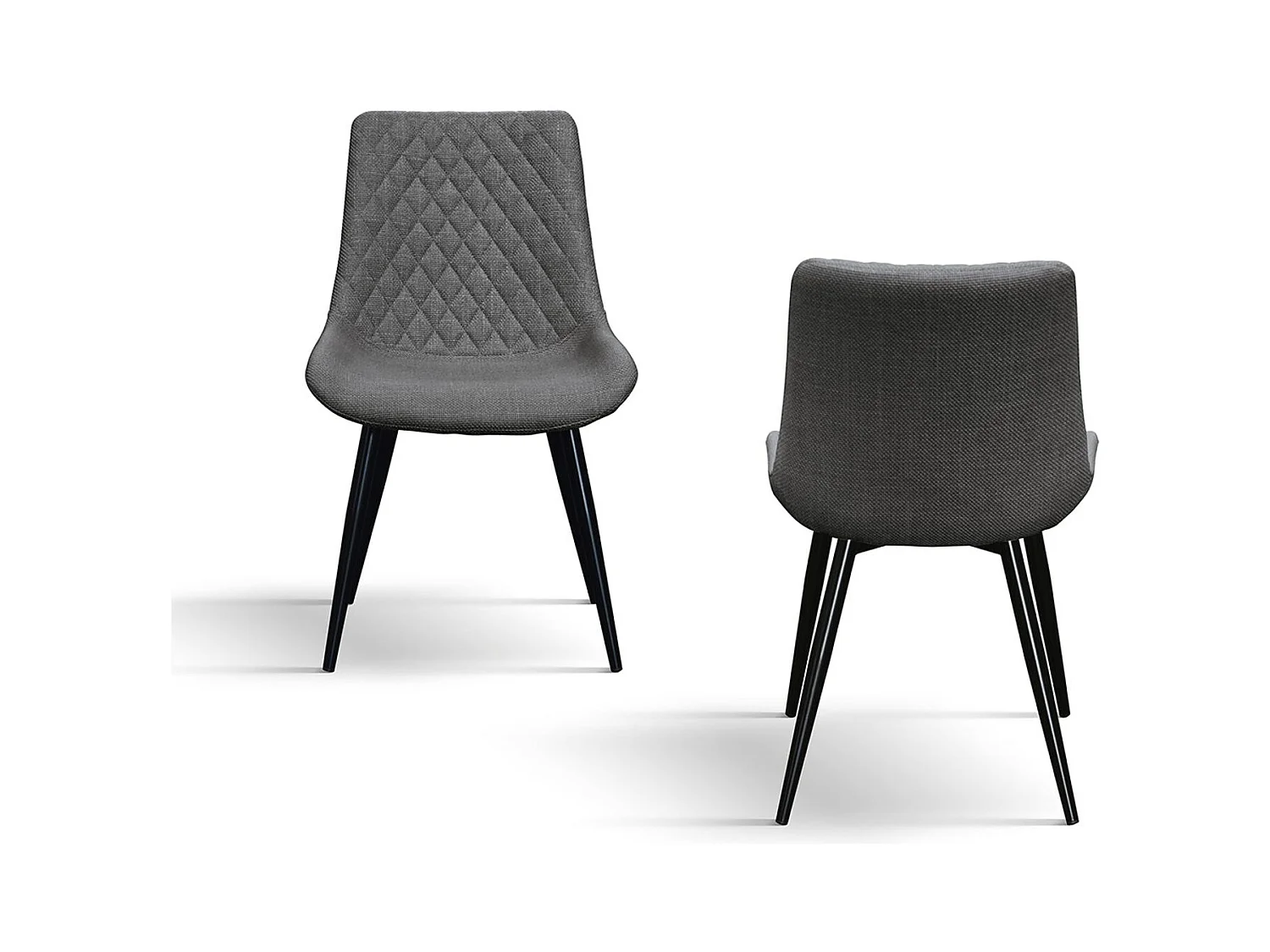 Ensemble de 4 chaises en tissu gris et pieds en métal noir - VIENNA