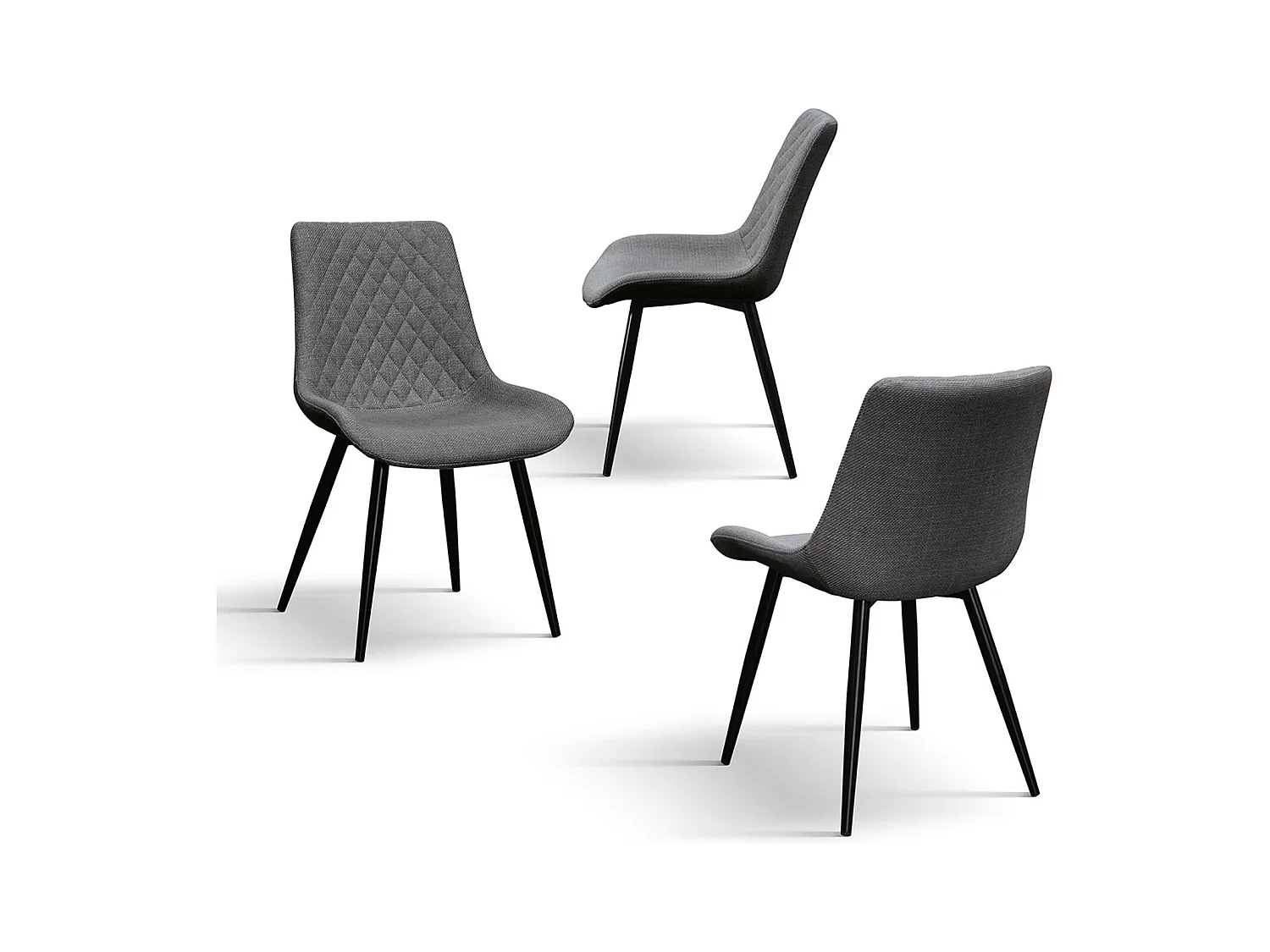 Ensemble de 4 chaises en tissu gris et pieds en métal noir - VIENNA