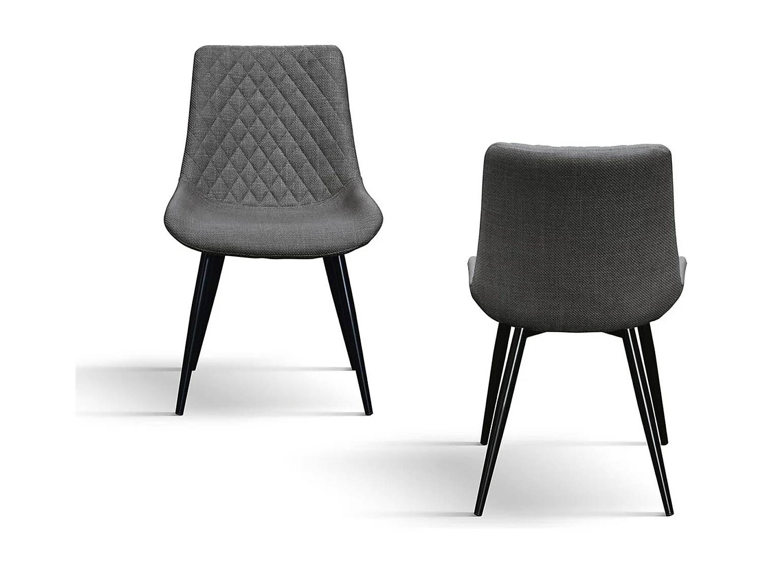 Ensemble de 4 chaises en tissu gris et pieds en métal noir - VIENNA