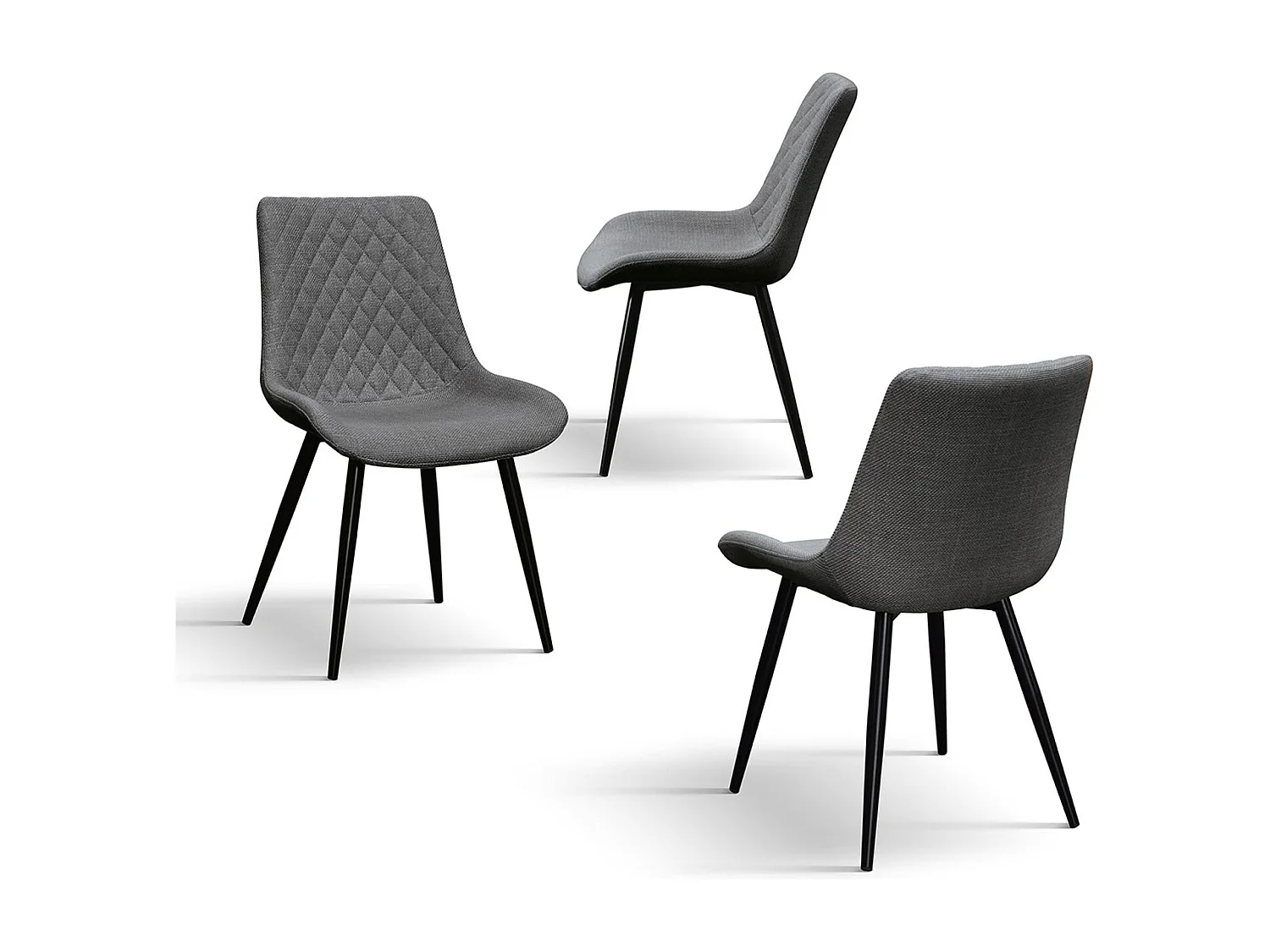 Ensemble de 4 chaises en tissu gris et pieds en métal noir - VIENNA