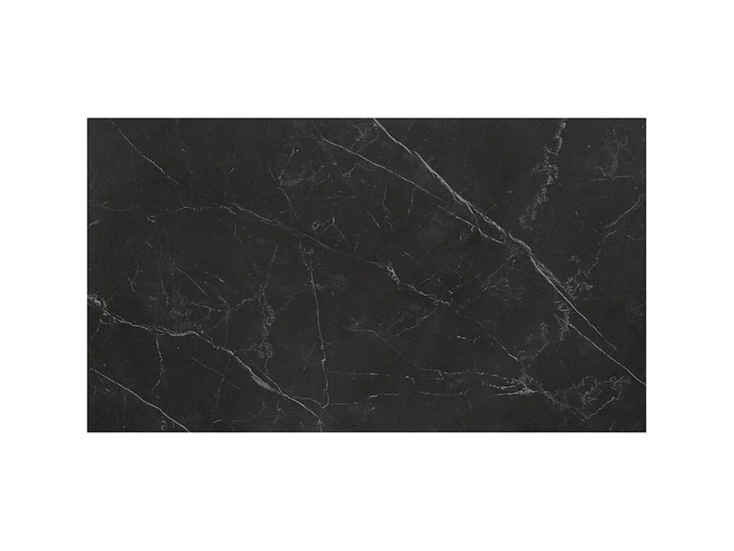 Tavolo in ceramica, effetto marmo nero e base in metallo nero, 160x90-240x90 cm - CALVI