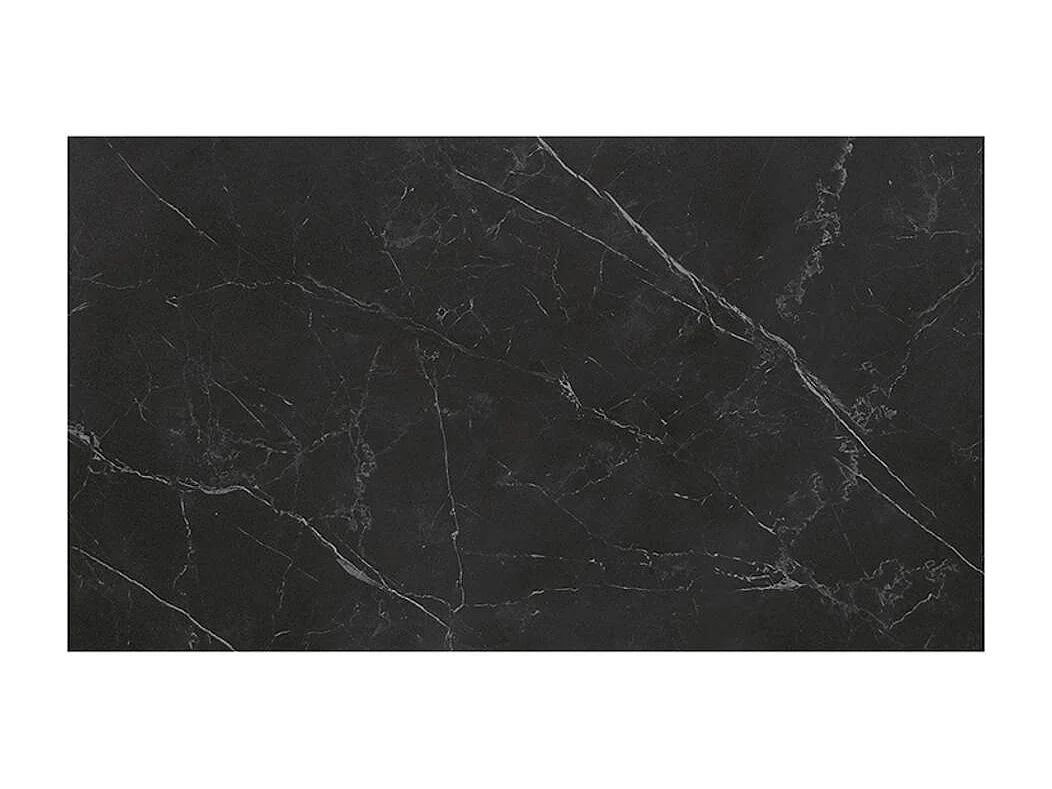 Table en céramique, effet marbre noir et piètement en métal noir, 160x90-240x90 cm - CALVI