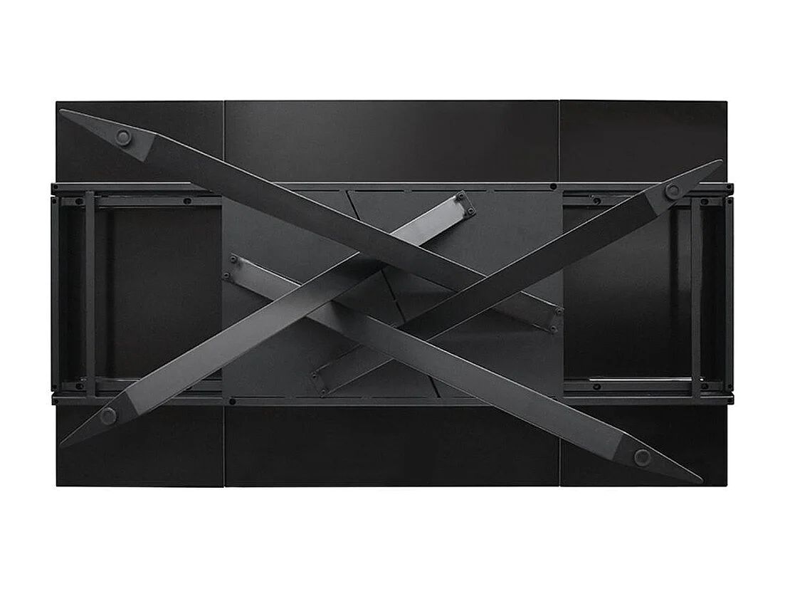 Table en céramique, effet marbre noir et piètement en métal noir, 160x90-240x90 cm - CALVI