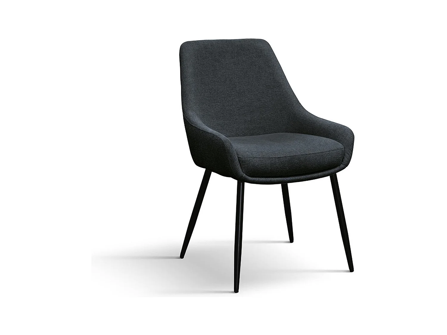 Ensemble de 2 chaises en tissu anthracite et pieds en métal noir mat, avec accoudoirs - TALLINN