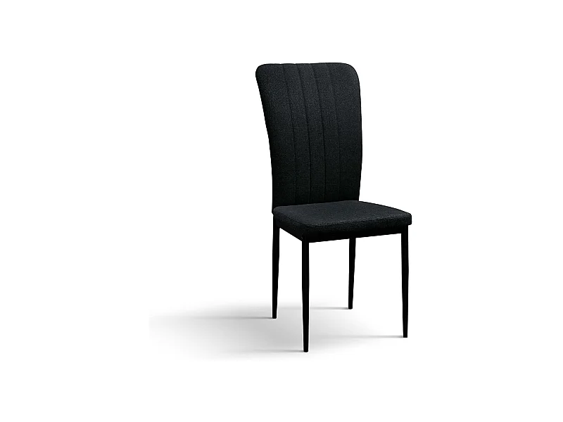 Set aus 6 schwarzen Stoffstühlen und schwarzen Metallbeinen - AMSTERDAM