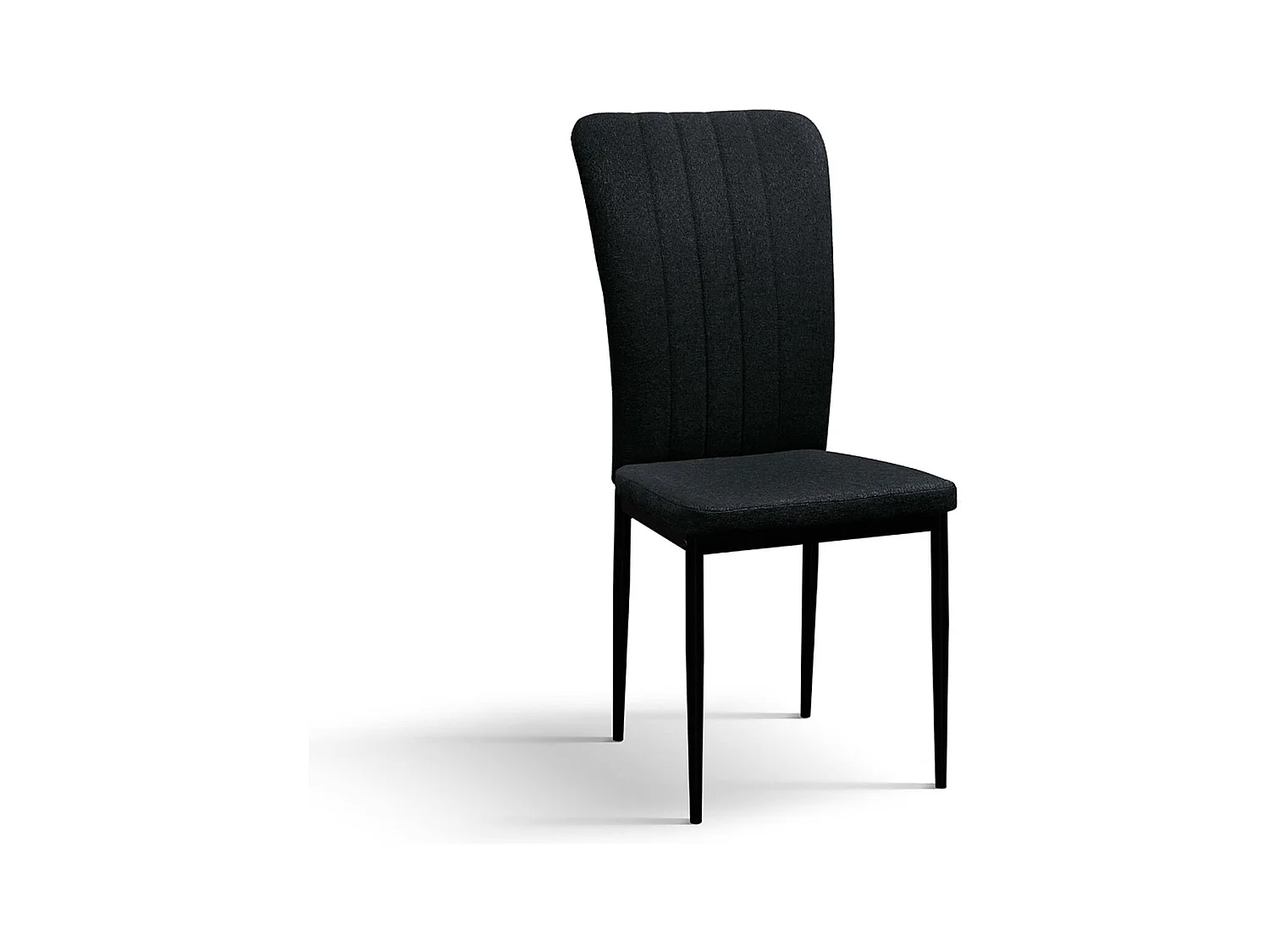 Ensemble de 6 chaises en tissu noir et pieds en métal noir - AMSTERDAM