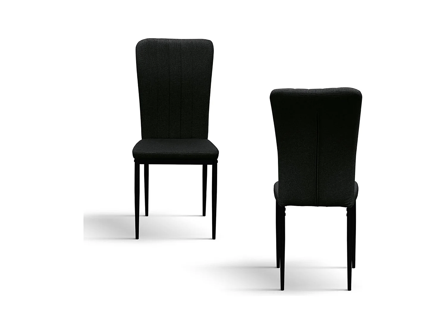 Ensemble de 6 chaises en tissu noir et pieds en métal noir - AMSTERDAM