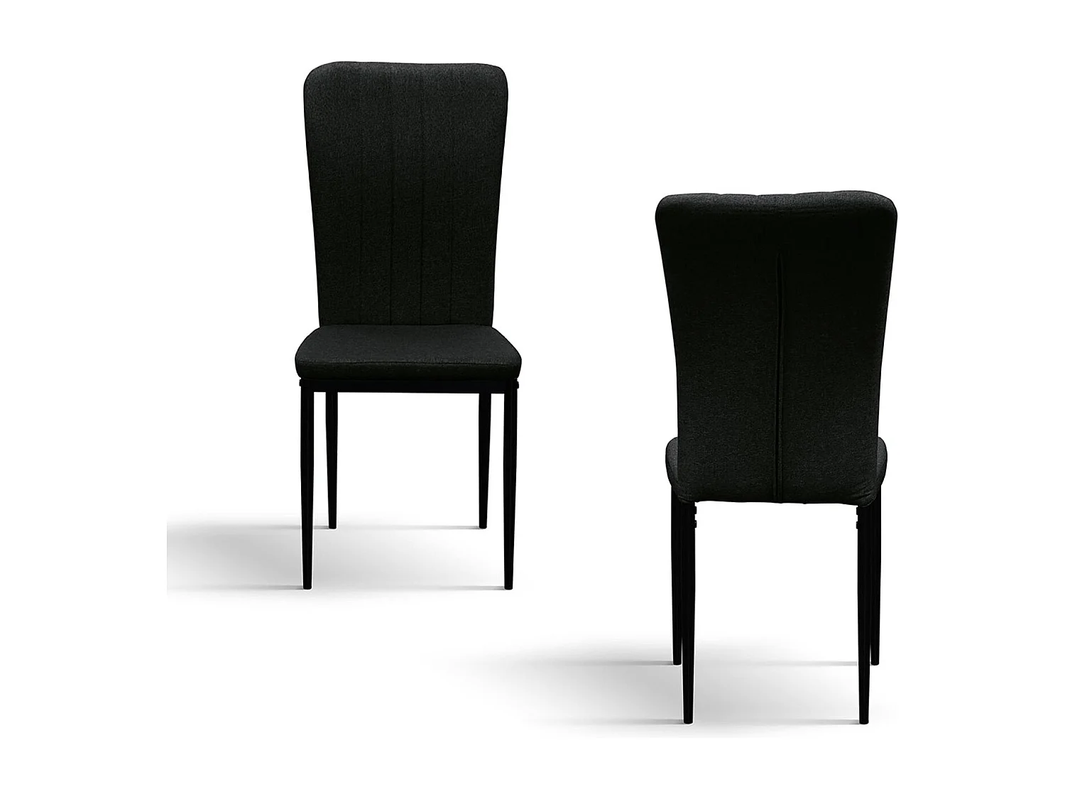 Set van 6 zwarte stoffen stoelen en zwart metalen poten - AMSTERDAM