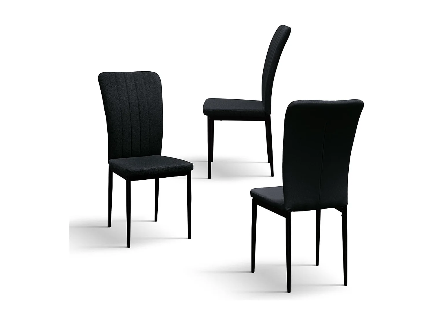 Set van 6 zwarte stoffen stoelen en zwart metalen poten - AMSTERDAM