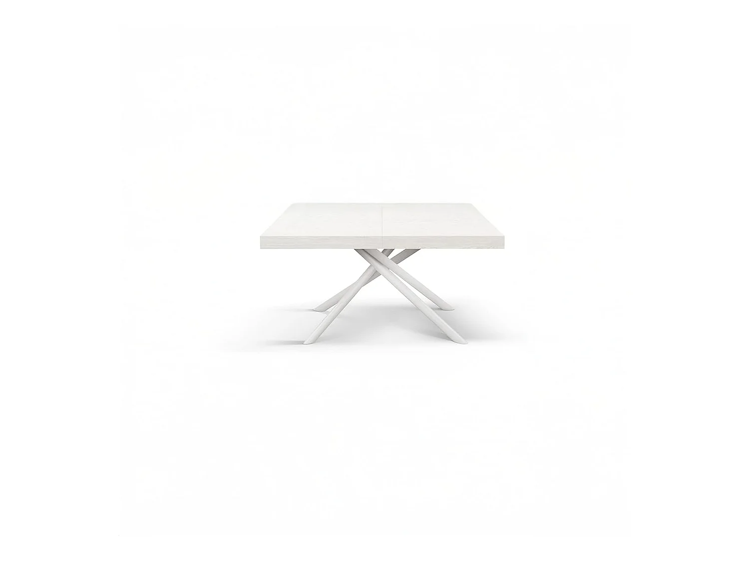 Table en bois, finition blanche, piètement en métal peint en blanc, 180×90–260×90 - CARRARA