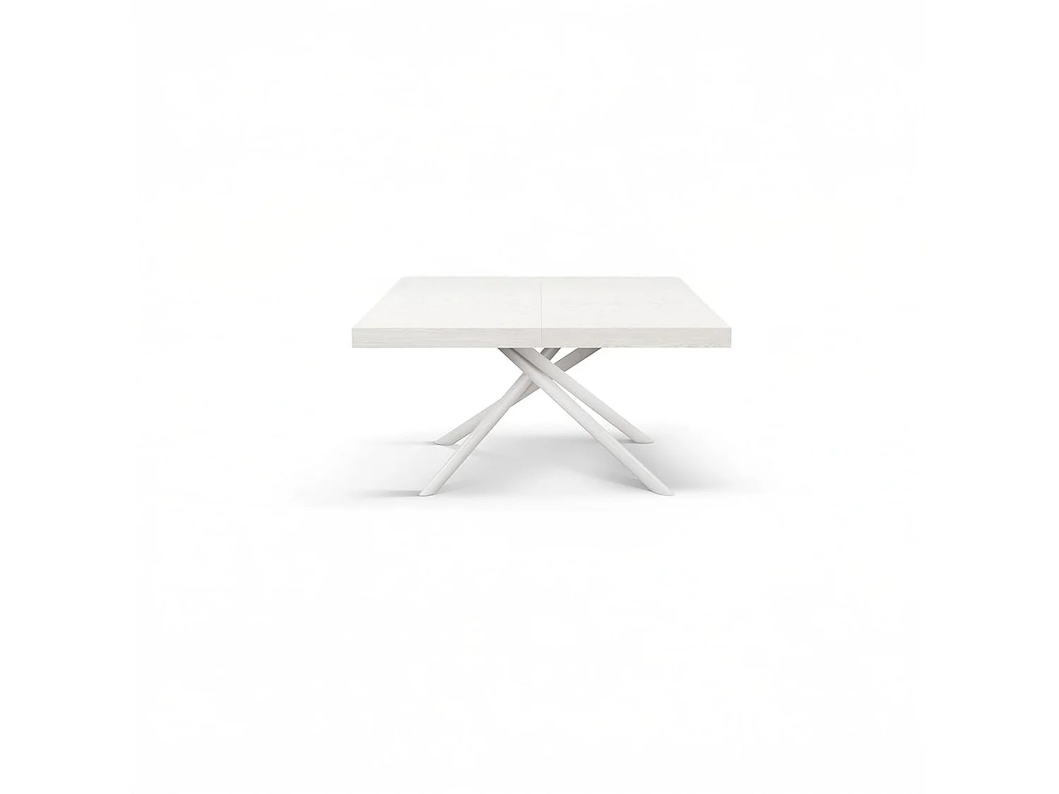 Table en bois, finition blanche, piètement en métal peint en blanc, 180×90–260×90 - CARRARA