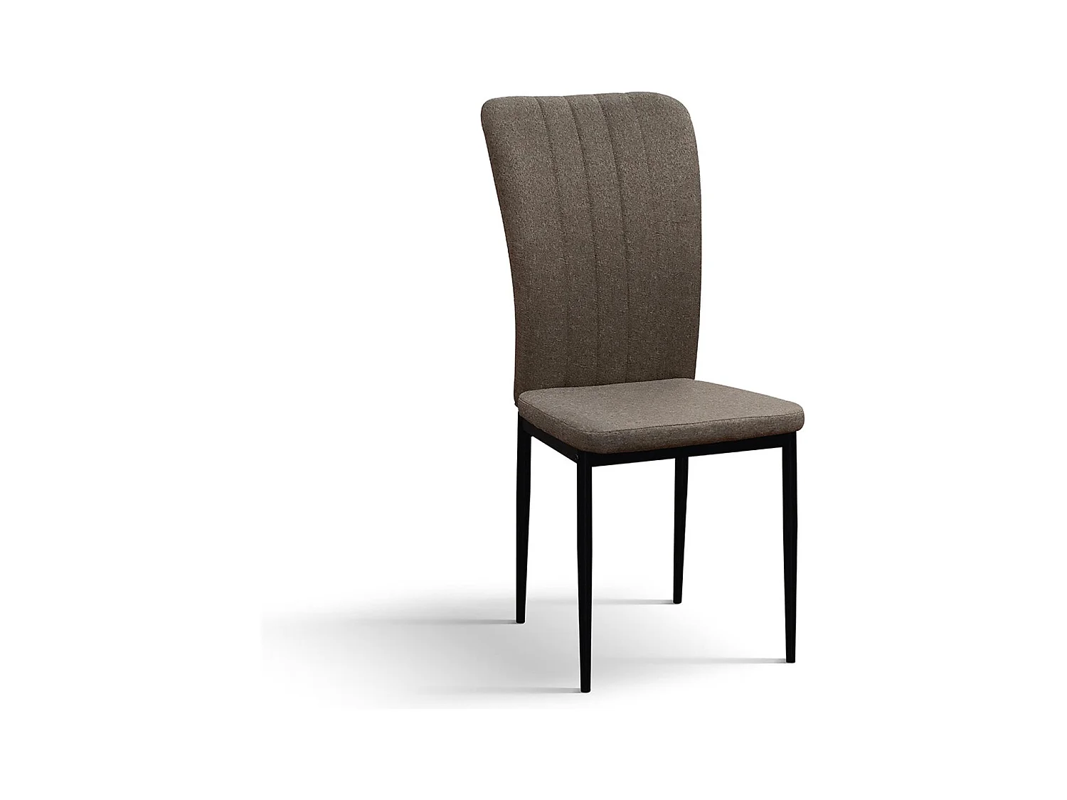 Ensemble de 6 chaises en tissu marron et pieds en métal noir - AMSTERDAM