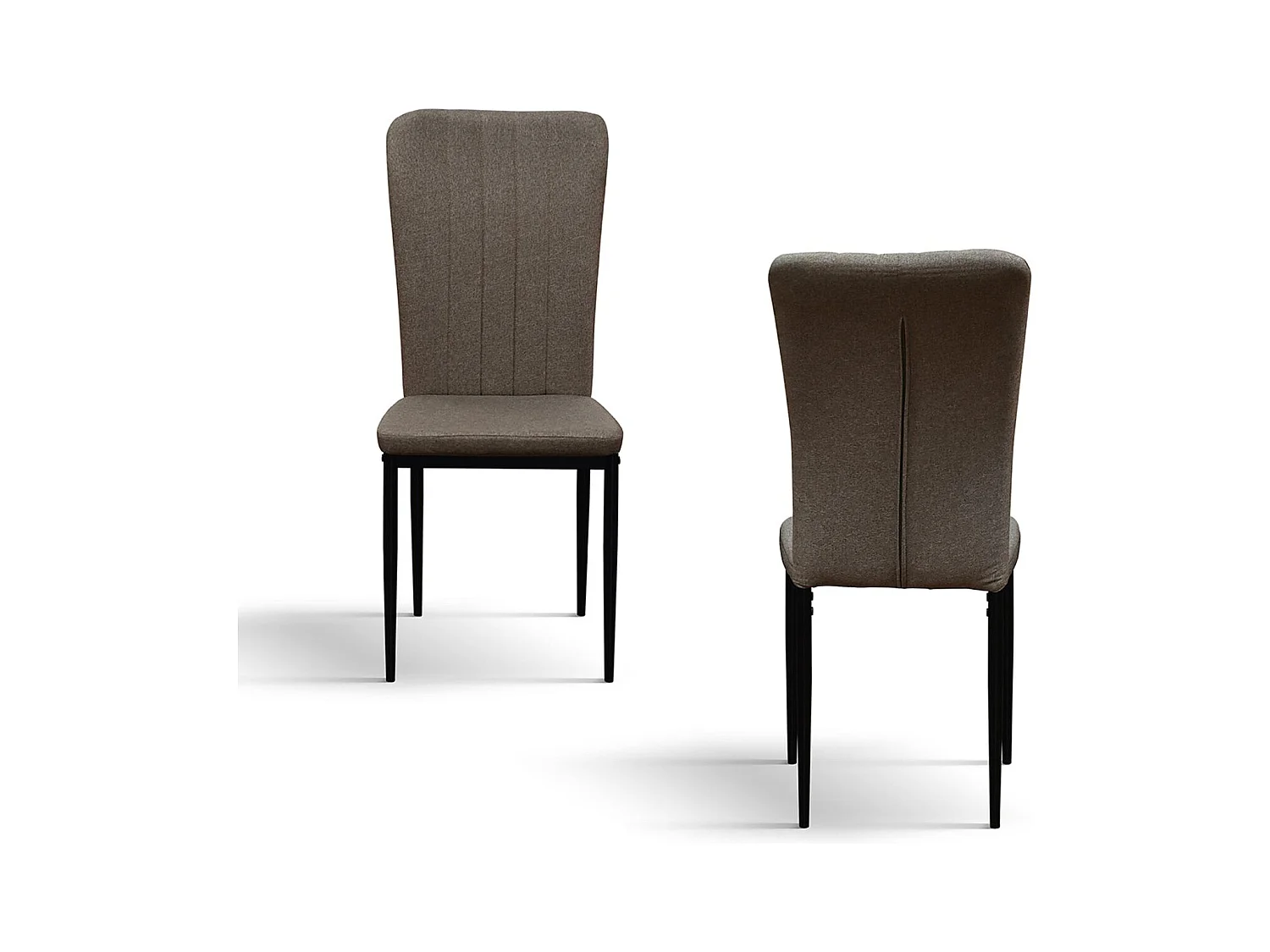 Ensemble de 6 chaises en tissu marron et pieds en métal noir - AMSTERDAM