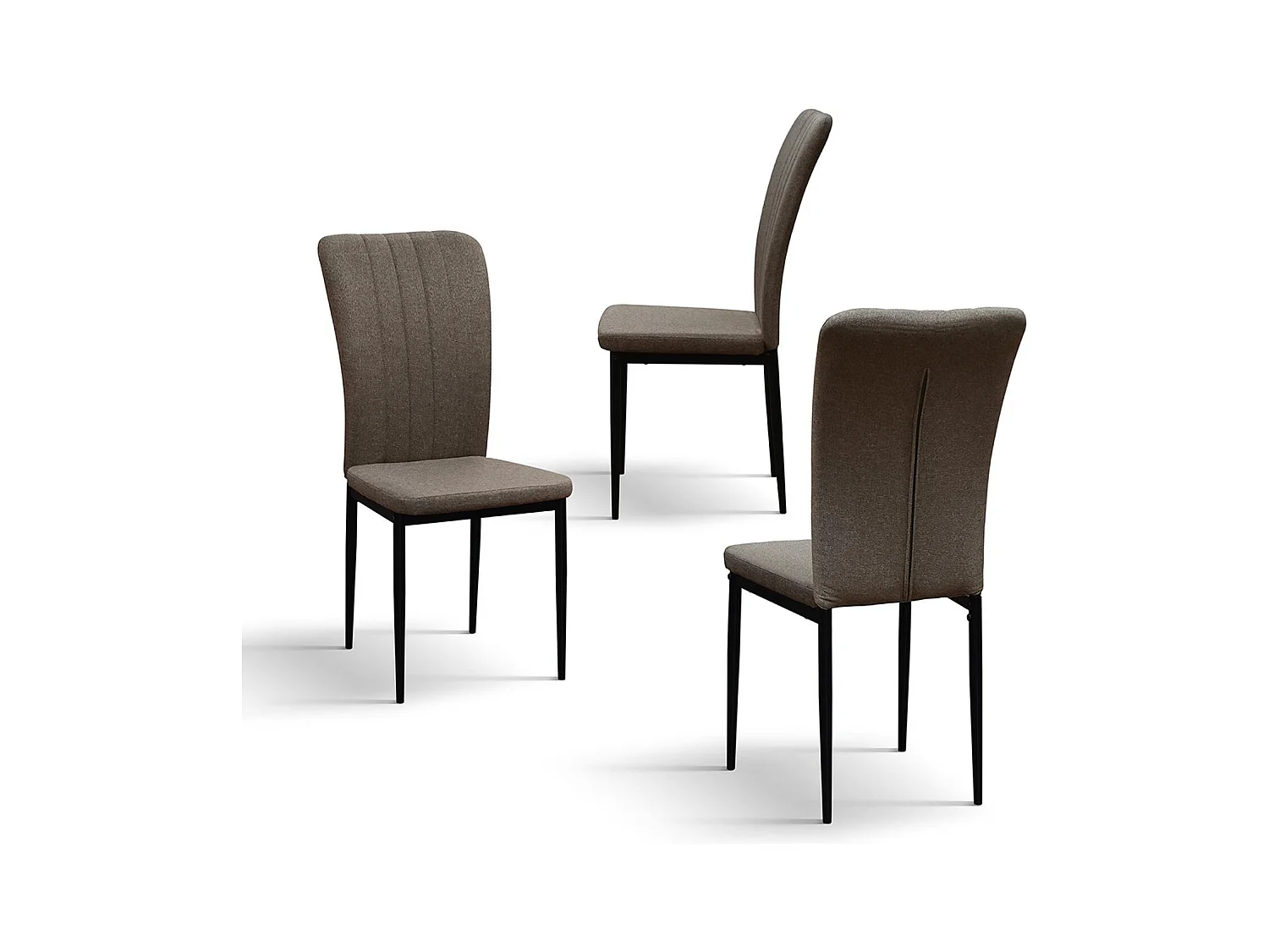 Ensemble de 6 chaises en tissu marron et pieds en métal noir - AMSTERDAM