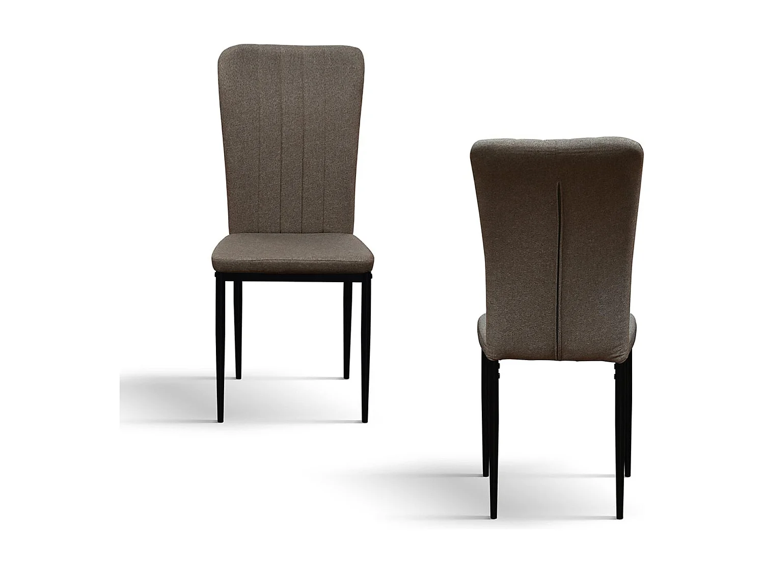 Ensemble de 6 chaises en tissu marron et pieds en métal noir - AMSTERDAM