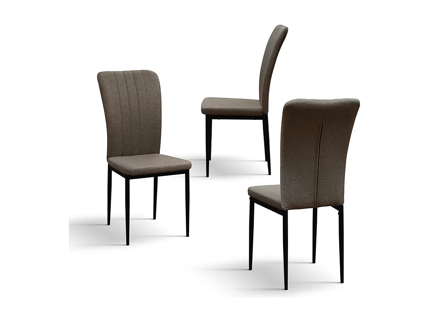 Ensemble de 6 chaises en tissu marron et pieds en métal noir - AMSTERDAM