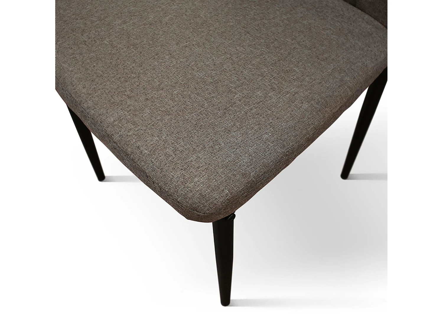 Ensemble de 6 chaises en tissu marron et pieds en métal noir - AMSTERDAM