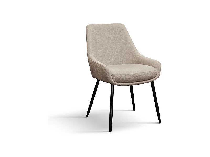 Set aus 2 beigen Stoffstühlen und mattschwarzen Metallbeinen, mit Armlehnen - TALLINN
