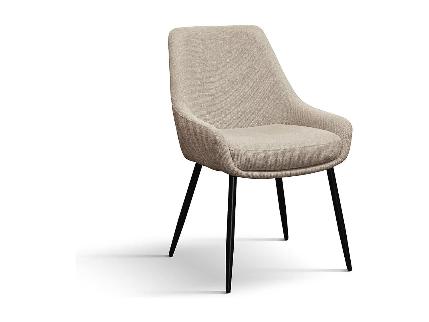 Ensemble de 2 chaises en tissu beige et pieds en métal noir mat, avec accoudoirs - TALLINN