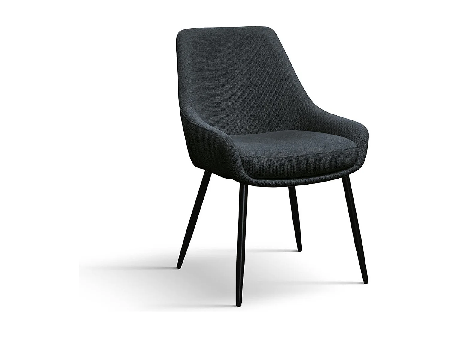 Ensemble de 4 chaises en tissu anthracite et pieds en métal noir mat, avec accoudoirs - TALLINN