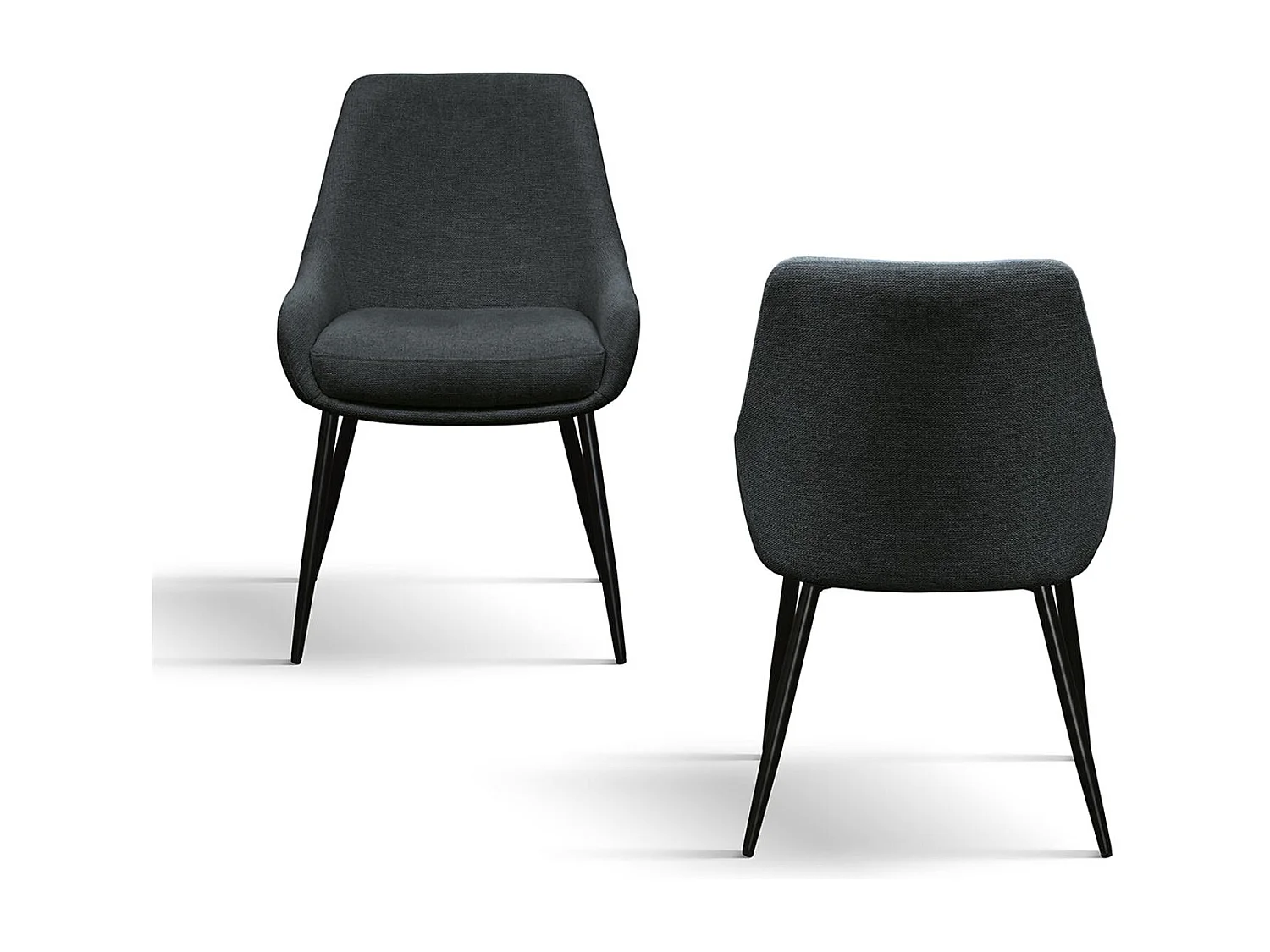 Ensemble de 4 chaises en tissu anthracite et pieds en métal noir mat, avec accoudoirs - TALLINN