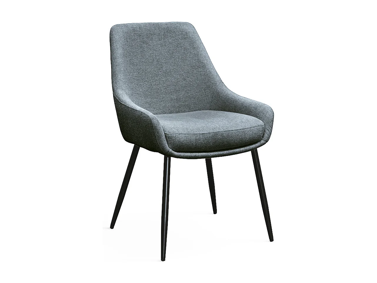 Ensemble de 4 chaises en tissu anthracite et pieds en métal noir mat, avec accoudoirs - TALLINN