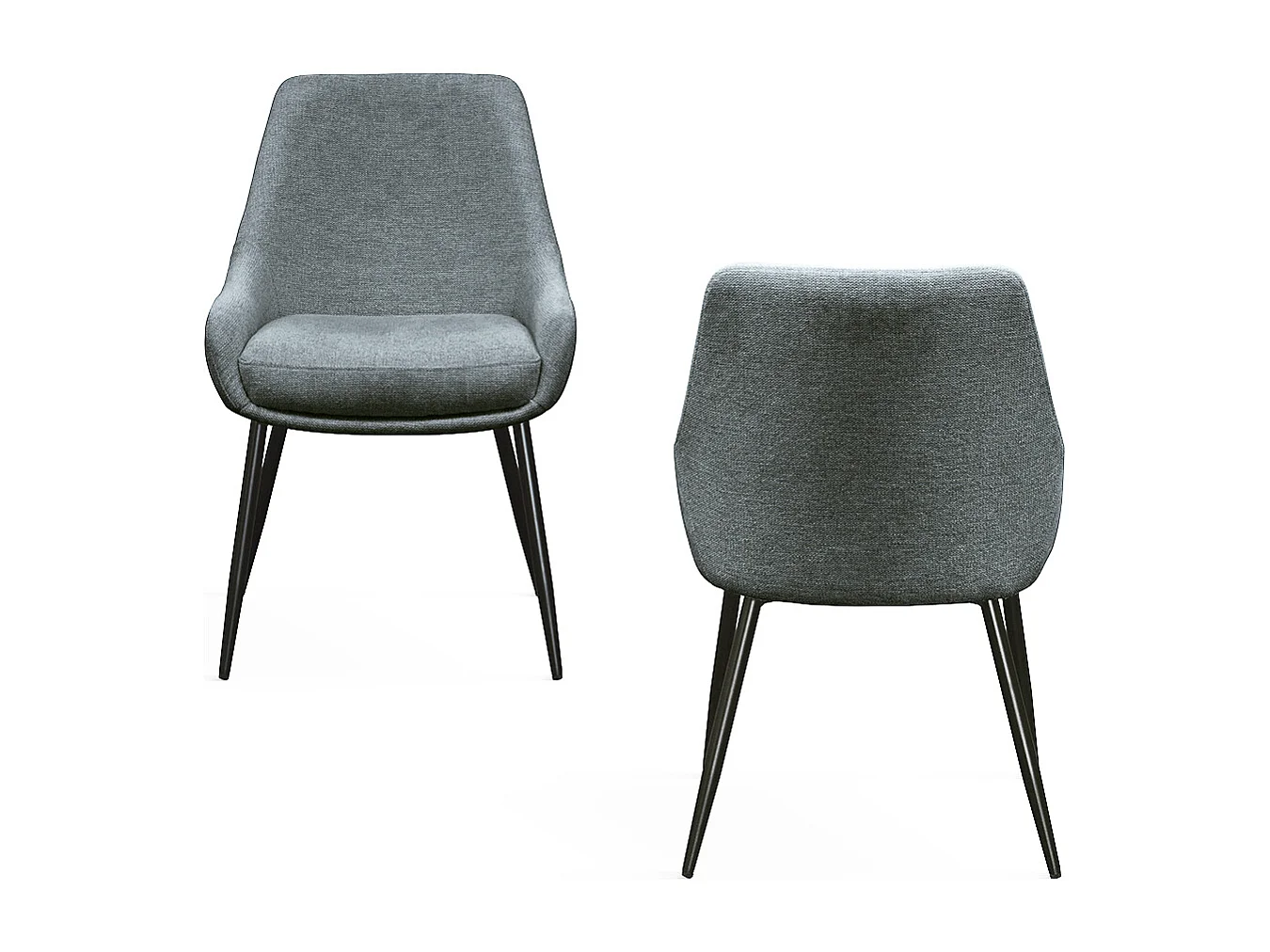 Ensemble de 4 chaises en tissu anthracite et pieds en métal noir mat, avec accoudoirs - TALLINN