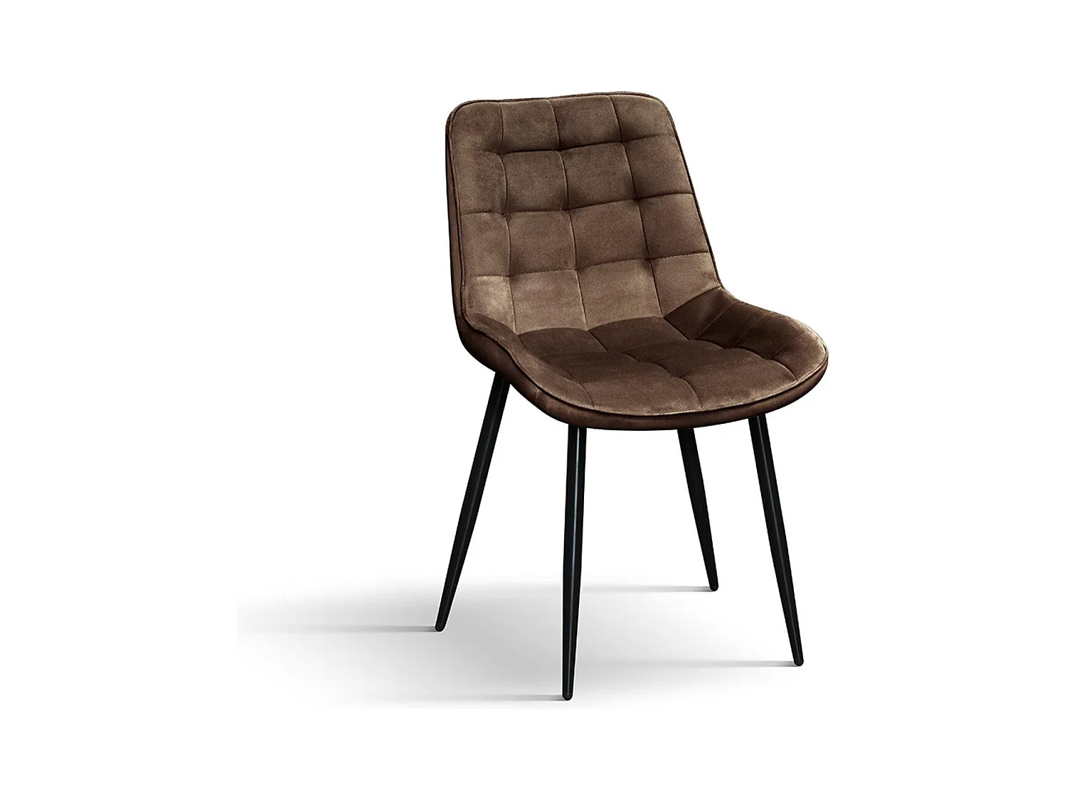 Ensemble de 4 chaises recouvertes de velours marron et pieds en métal noir - BARCELONA