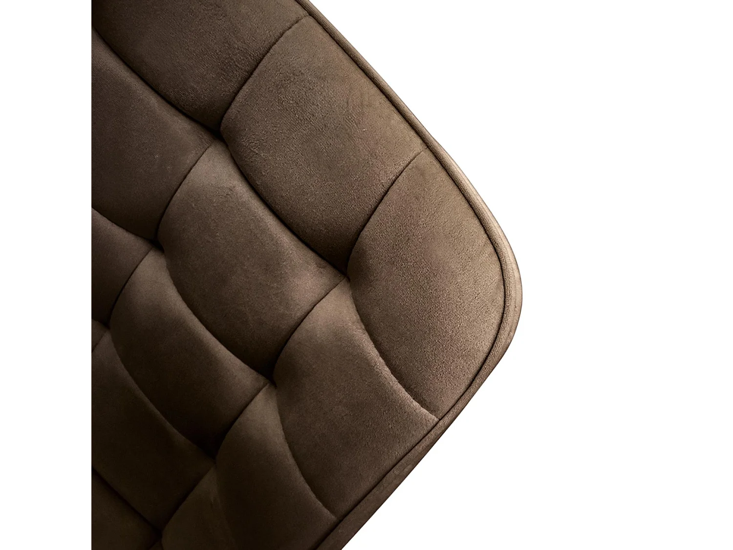 Lot de 4 chaises en tissu effet velours marron et pieds en métal noir - BARCELLONA