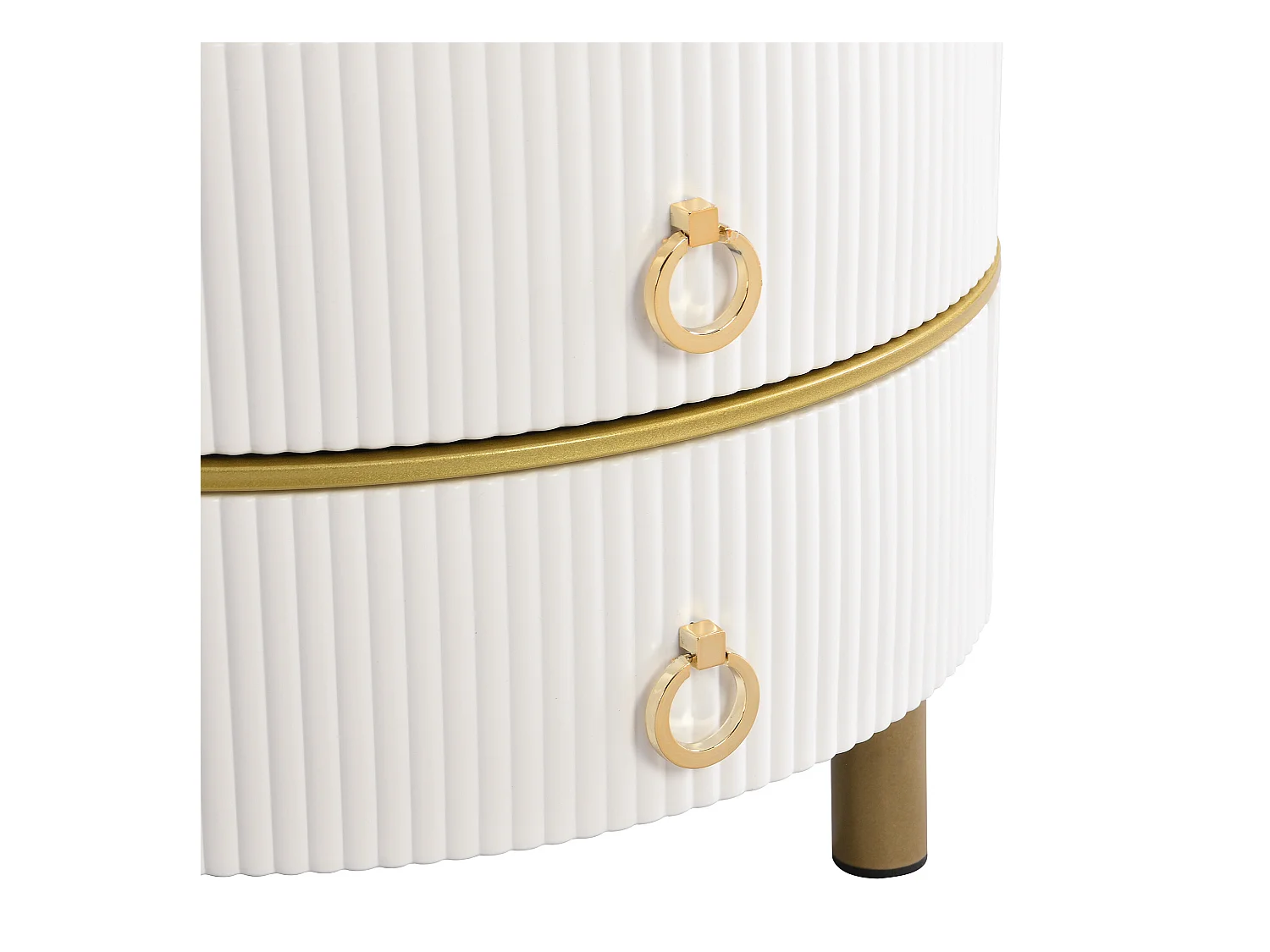 URBAN MEUBLE Table basse gigogne luxe blanc et doré avec dessus en verre