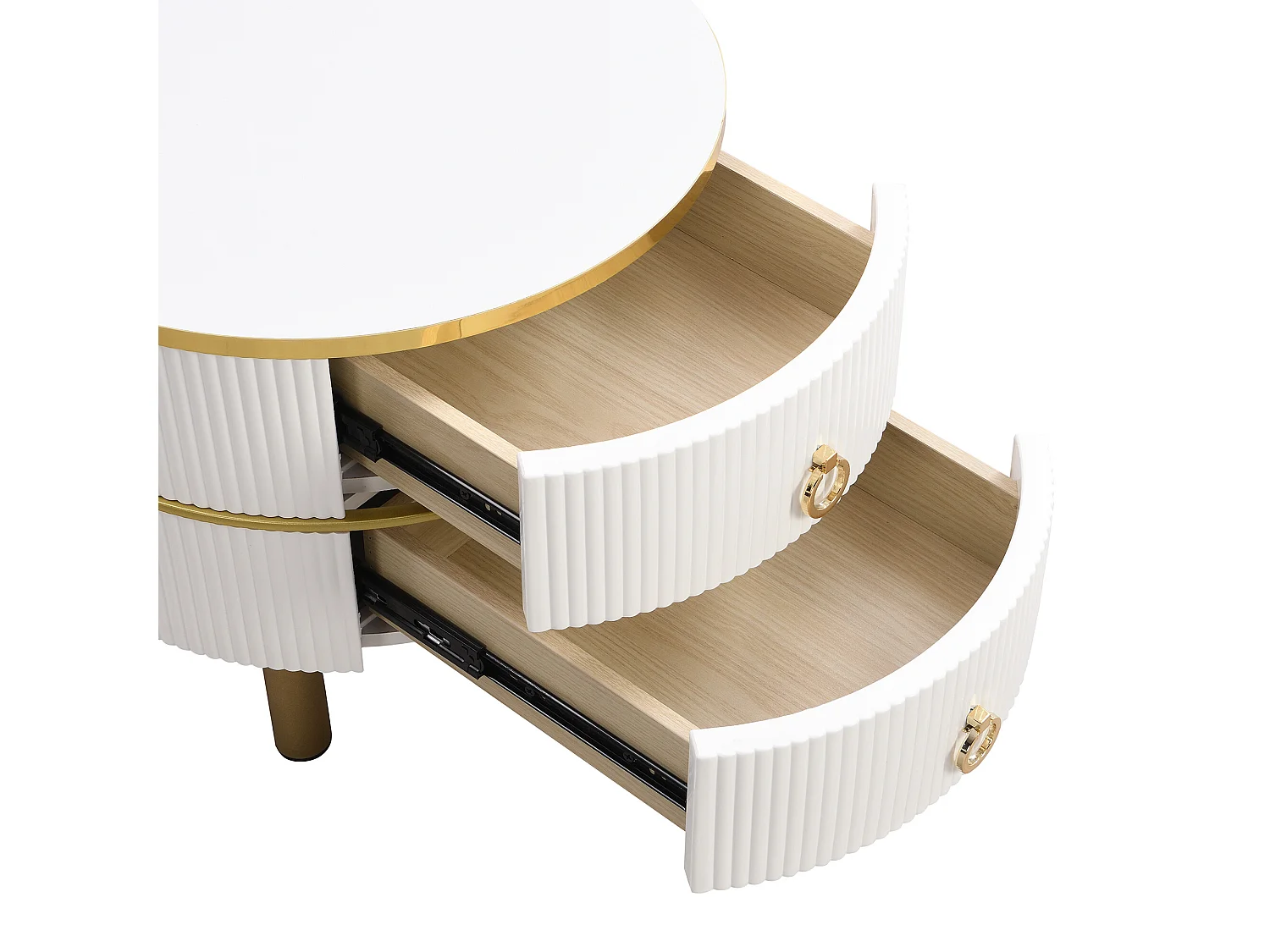 URBAN MEUBLE Table basse gigogne luxe blanc et doré avec dessus en verre