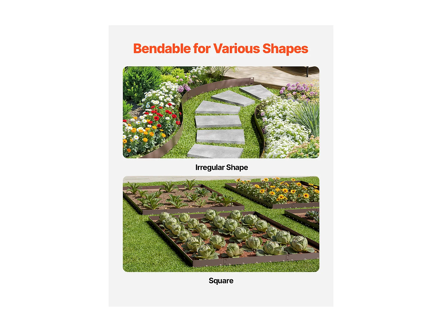 Bordures à Planter SucceBuy Bordure de Jardin en Acier, Lot de 5, 99 x 7,5 cm, Antirouille, Marron