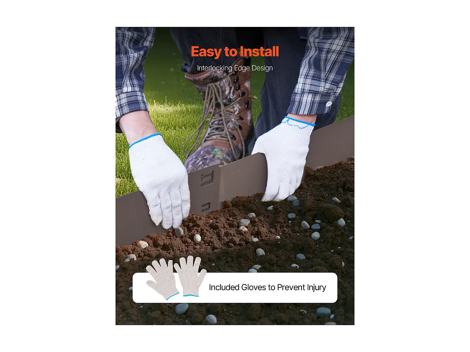 Bordures à Planter SucceBuy Bordure de Jardin en Acier, Lot de 5, 99 x 7,5 cm, Antirouille, Marron