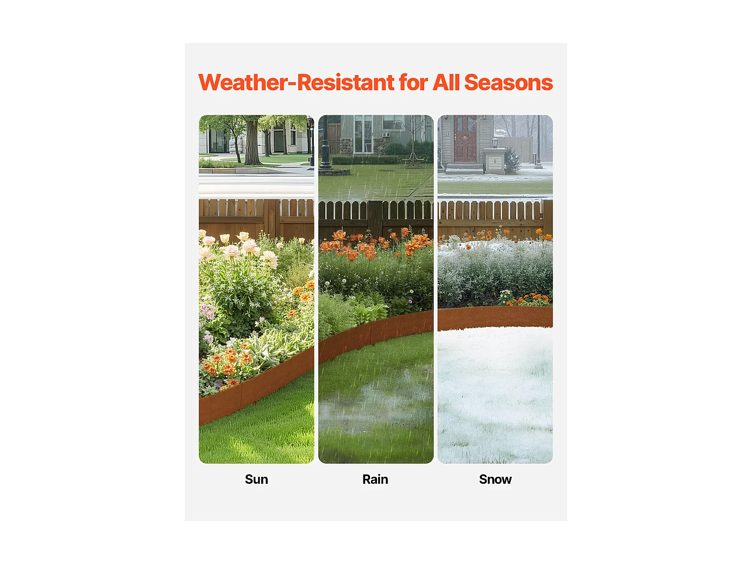 Bordes para Plantar SucceBuy Borde de Jardín de Acero Resistente y Resistente a la Intemperie (10 Piezas), 1016 x 114 mm