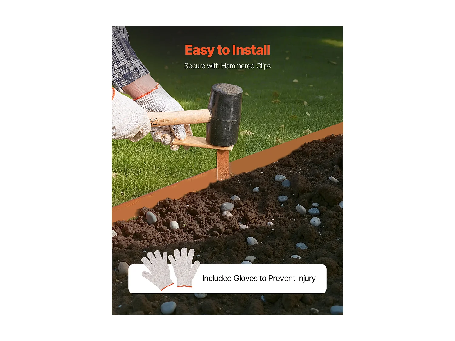 Bordes para Plantar SucceBuy Borde de Jardín de Acero Resistente y Resistente a la Intemperie (10 Piezas), 1016 x 114 mm