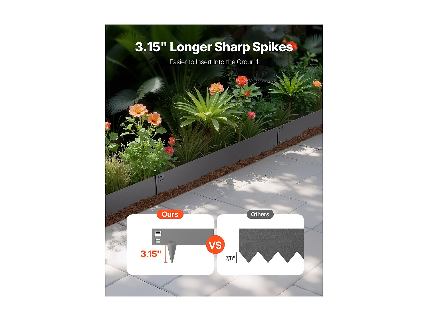 Beete zum Bepflanzen SucceBuy Robuste Garteneinfassung aus Stahl, 5-teilig, 99 x 7,5 cm, Dunkelgrau