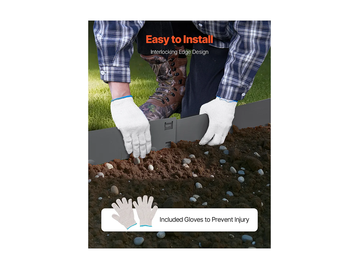 Granice do Sadzenia SucceBuy Obrzeże Ogrodowe, 5 Szt., Wytrzymałe, Odporne na Rdzę, Stal Nierdzewna, 990 x 207 mm, Ciemnoszary