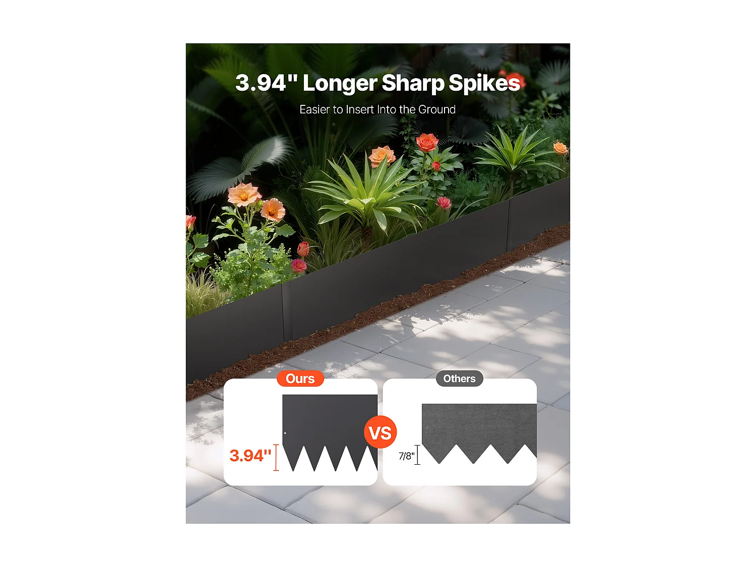 Bordure da Piantare SucceBuy Bordatura da Giardino in Acciaio Resistente e Antiruggine, 4 Pezzi, 1016 x 305 mm