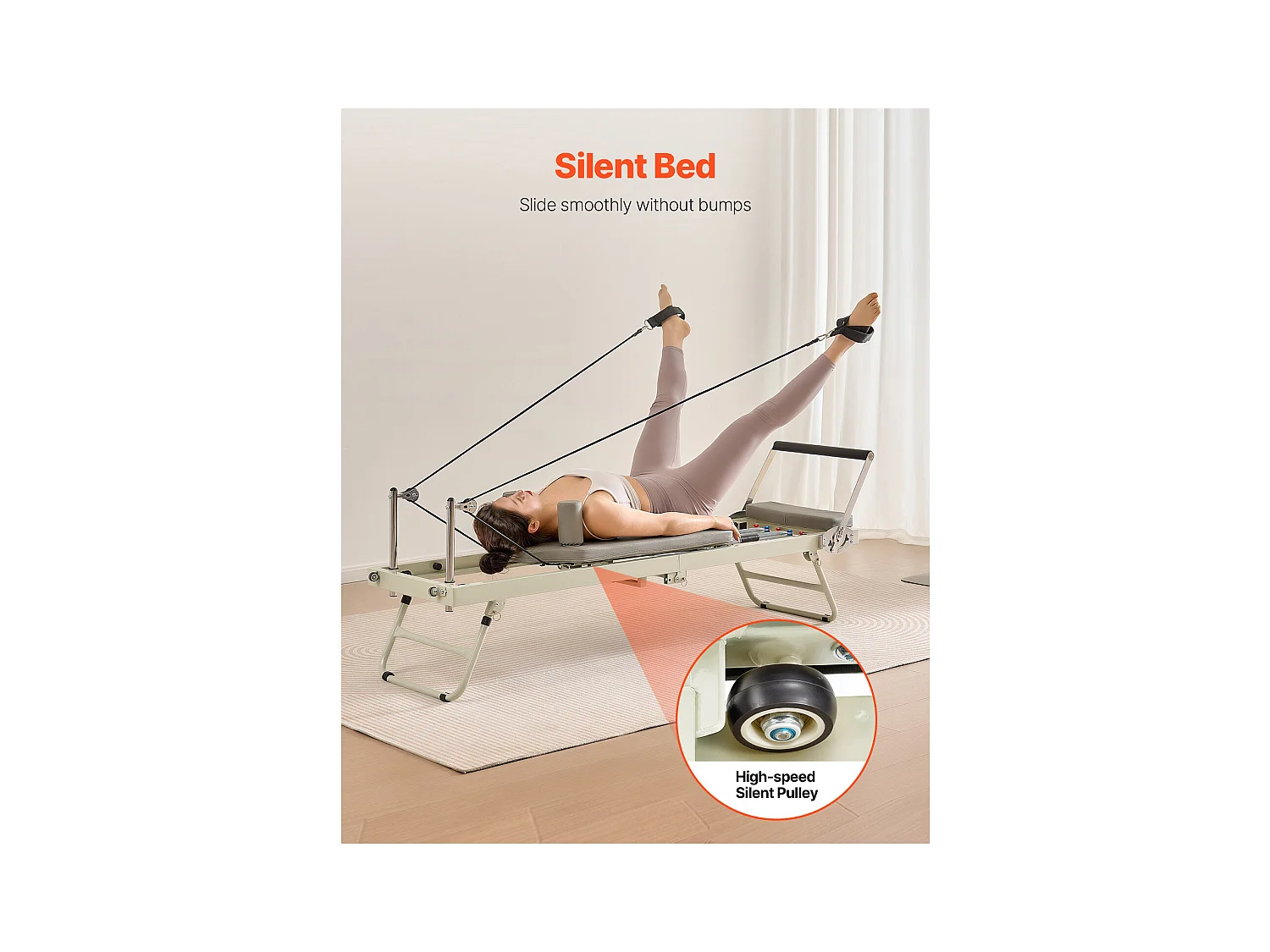 Máquina de Pilates SucceBuy Aparelho de Pilates Reformer Dobrável com Sistema de Resistência