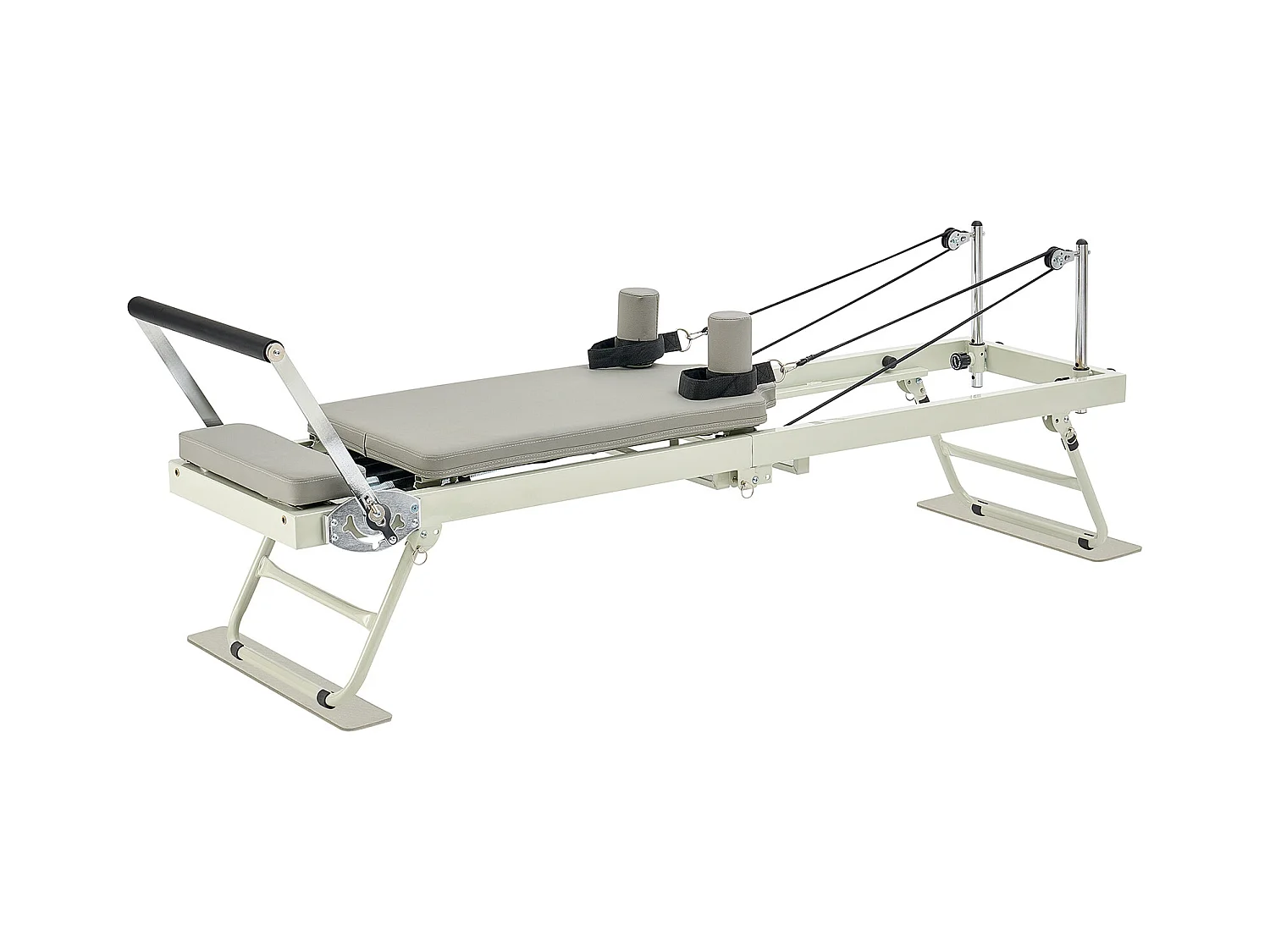 Pilates-Gerät SucceBuy Faltbares Pilates-Reformer-Trainingsgerät mit einer Maximalen Belastung von 180 kg, Ausgestattet mit Doppelfedern und Kordeln