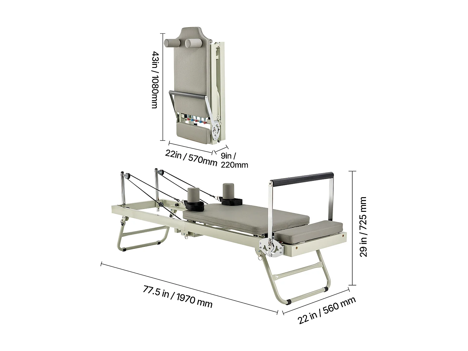 Machine de Pilates SucceBuy Machine de Pilates Reformer Pliable avec Système de Résistance