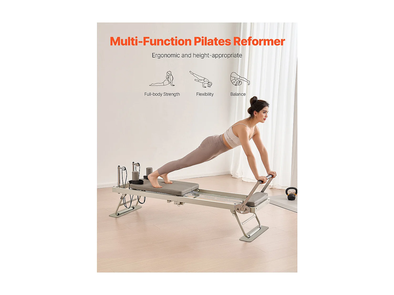 Machine de Pilates SucceBuy Machine de Pilates Reformer Pliable avec Système de Résistance