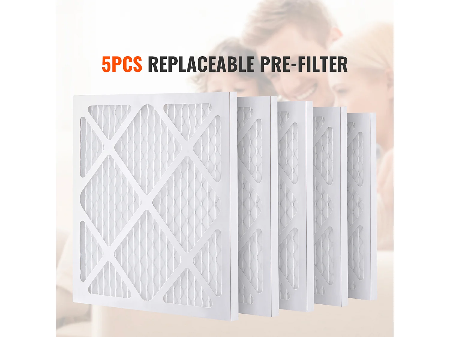 Filtry SucceBuy Zestaw 5 Filtrów z Węglem Aktywnym 40 cm × 40 cm do Oczyszczacza Powietrza